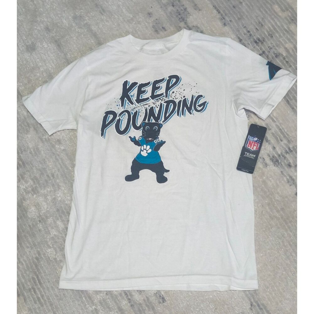 Carolina Panthers Youth T Shirt Keep Pounding NFL Mascot Tee White NWT
